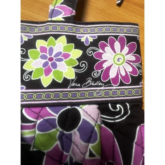 Vera Bradley Tote Classic Yellowbird Shoulder Bag Quilted‎ Black Yellow Blue - Picture 6 of 6